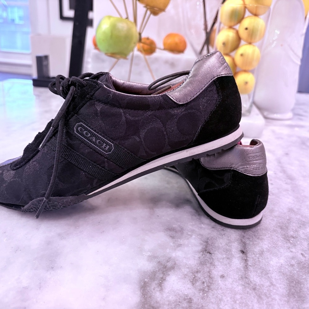 Coach Women's Black and Silver Sneakers